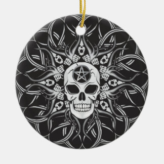 Goth Skull Ceramic Ornament