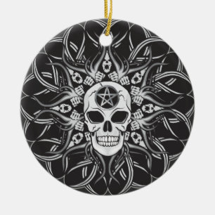 Goth Skull Ceramic Ornament