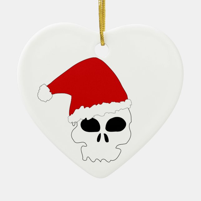goth skull christmas ceramic ornament (Front)