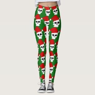 goth skull christmas leggings
