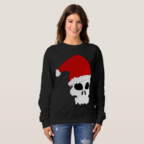 goth skull christmas womens sweatshirt