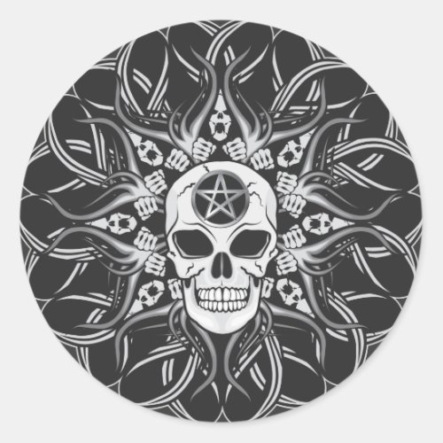 Goth Skull Classic Round Sticker