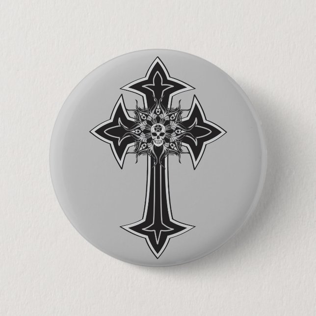 Goth Skull Cross Button (Front)