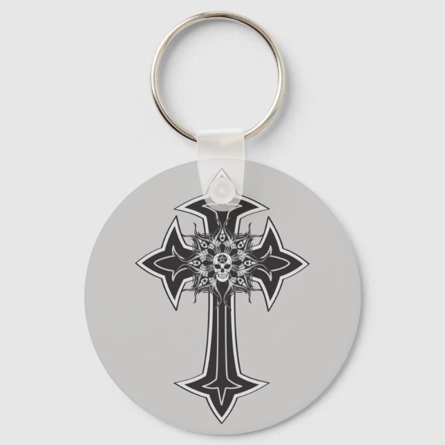 Goth Skull Cross Keychain (Front)
