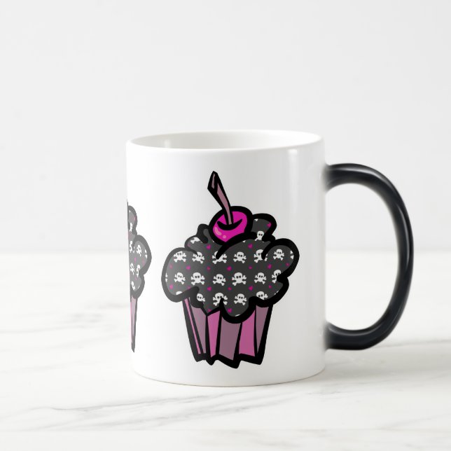 goth skull crossbones cupcake color morph mug  (Right)