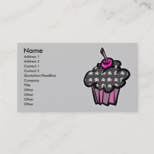 goth skull crossbones cupcake, Name, Address 1,... Business Card Template