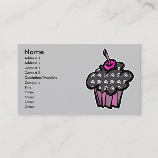 Customizable goth skull crossbones cupcake, Name, Address 1,... Business Card Template