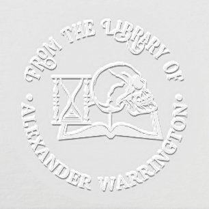 Goth Skull Hourglass Book Library Name Embosser