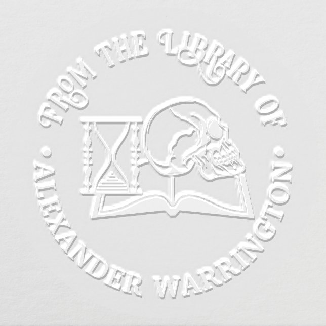 Goth Skull Hourglass Book Library Name Embosser (Design)