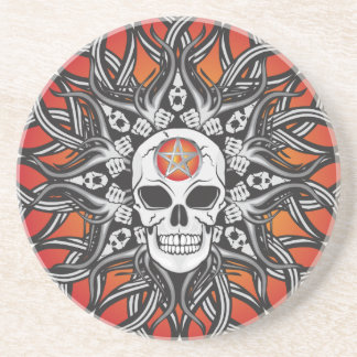 Goth Skull - Orange Drink Coaster