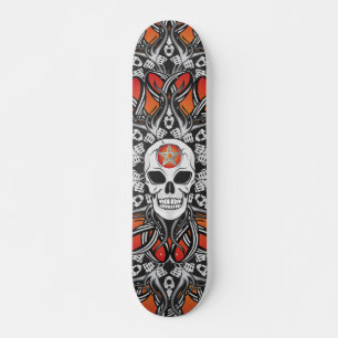 Goth Skull - Orange skate Skateboard Deck