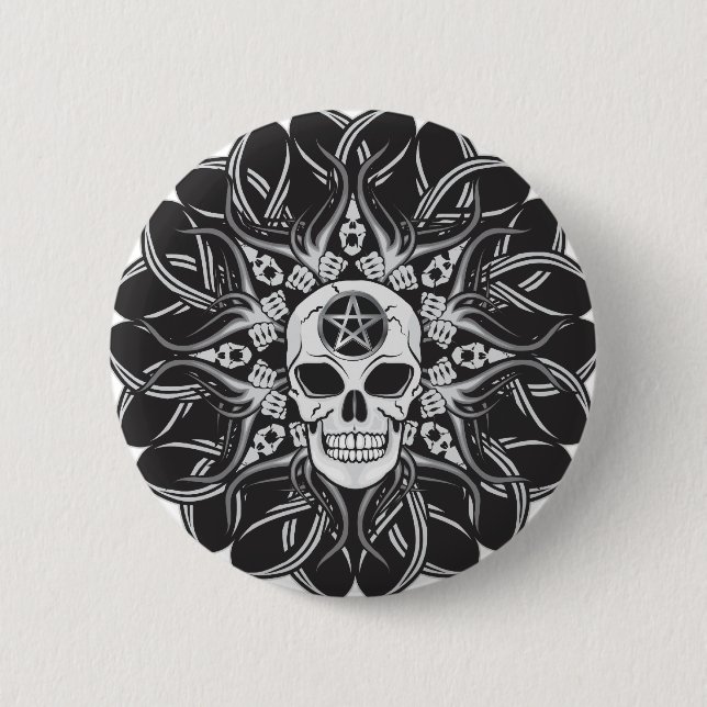 Goth Skull Pinback Button (Front)