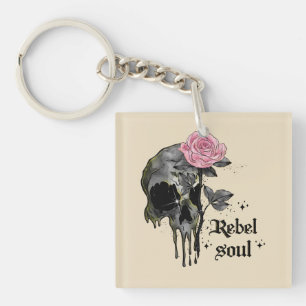 Goth Skull Rebel Soul Keychain