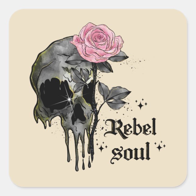 Goth Skull | Rebel Soul Square Sticker (Front)