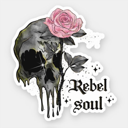 Goth Skull  Rebel Soul Sticker