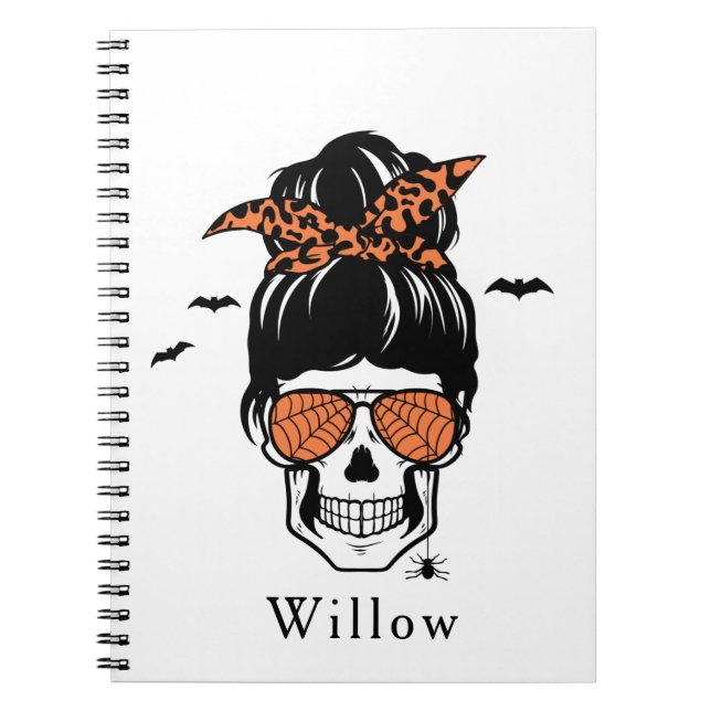 Goth Skull Rock N Roll Pinup Skull  Notebook (Front)