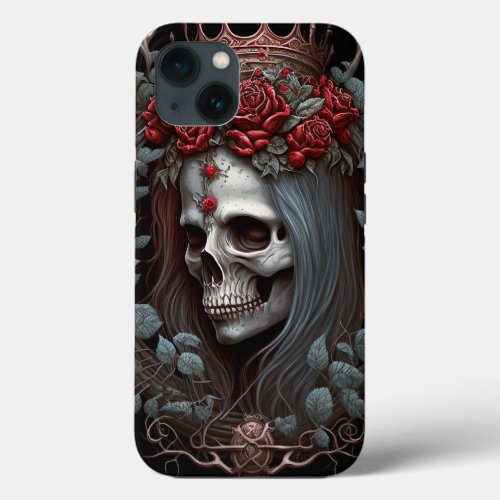 Goth Skull Roses Crown Gothic iPhone 13 Case