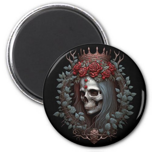 Goth Skull Roses Crown Gothic Magnet