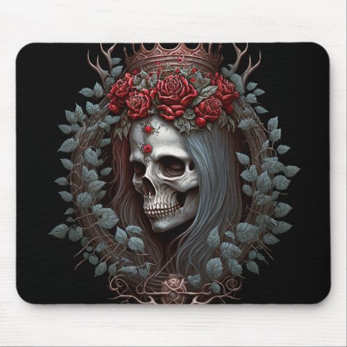 Goth Skull Roses Crown Gothic Mouse Pad