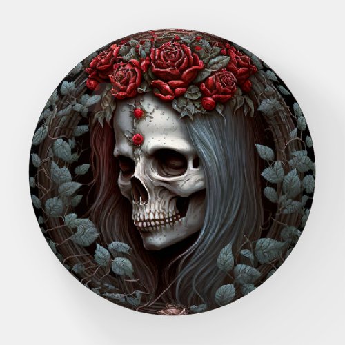 Goth Skull Roses Crown Gothic Paperweight