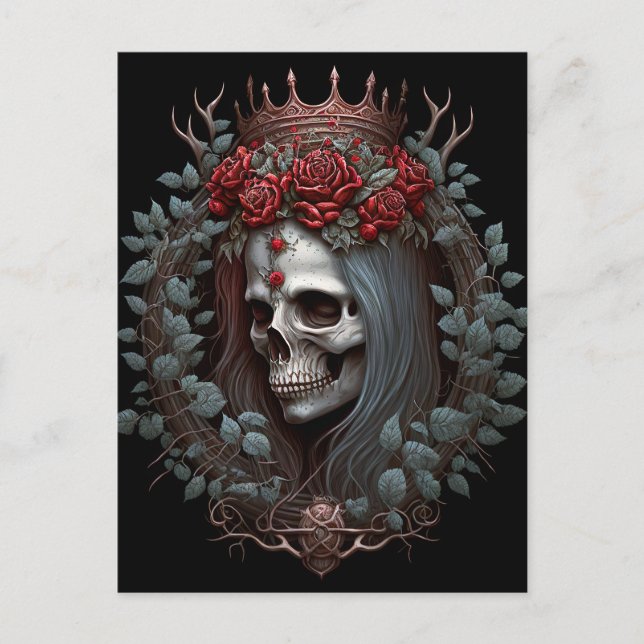 Goth Skull Roses Crown Gothic Postcard (Front)
