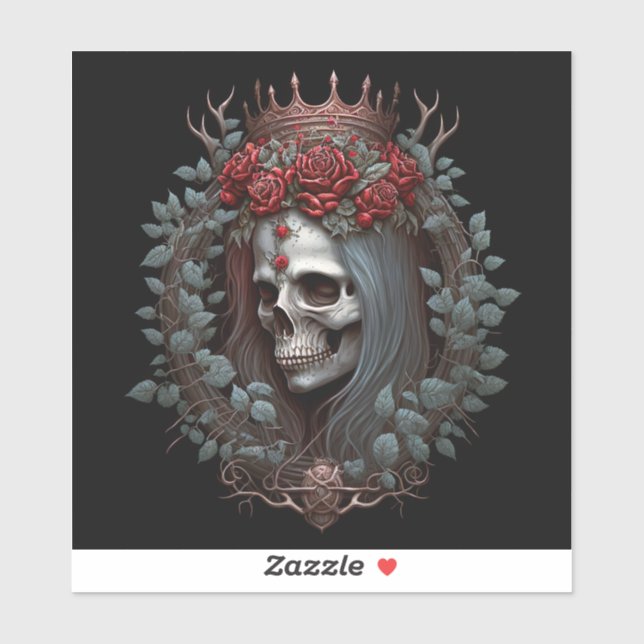 Goth Skull Roses Crown Gothic Sticker (Sheet)