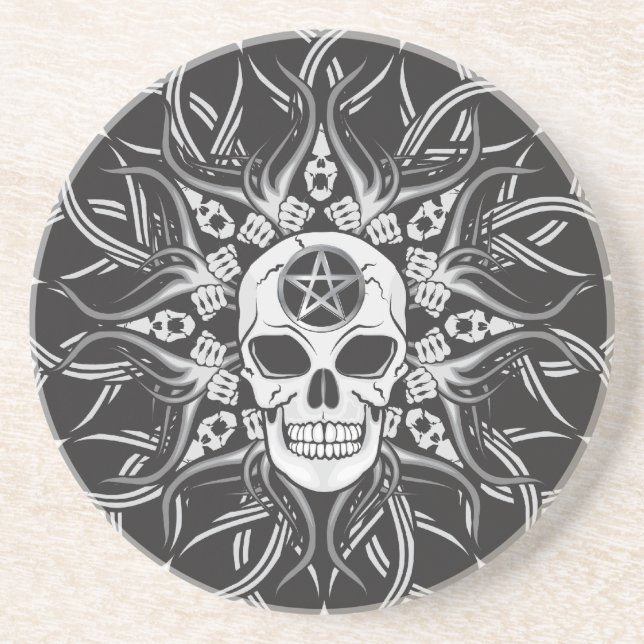 Goth Skull Sandstone Coaster (Front)