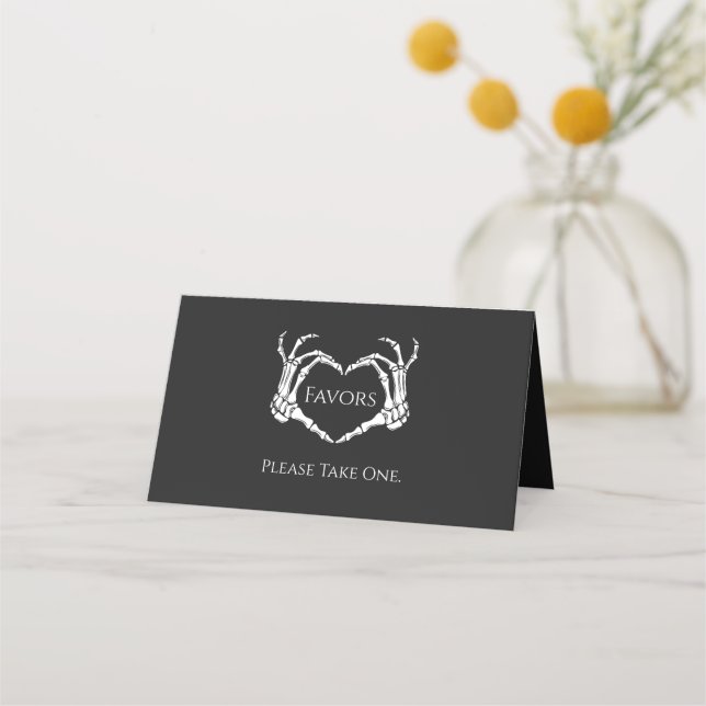 Goth Skull Skeleton Hand Favors Place Card (Front)