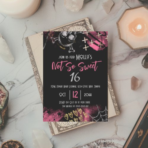 Goth Skull Sweet 16 Birthday Party Invitation