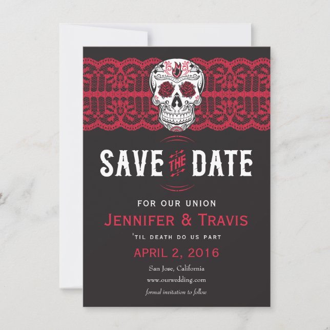 Goth Skull Swirl & Lace Wedding Save the dates Save The Date (Front)