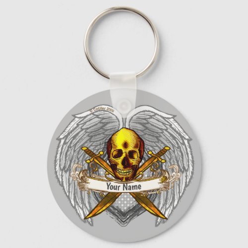 Goth skull Warrior Keychain