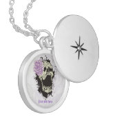 Goth skull with vintage purple rose necklace (Front Left)