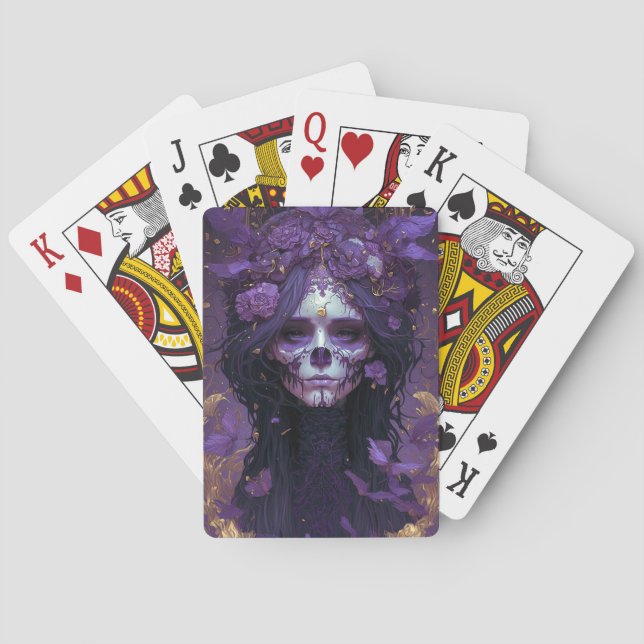 Goth Skull Woman Dark Fantasy Art Poker Cards (Back)