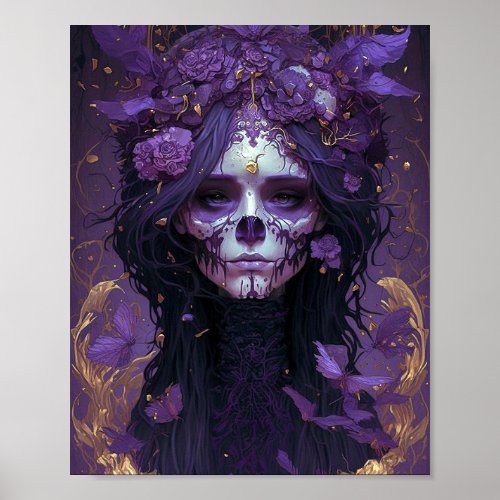 Goth Skull Woman Dark Fantasy Art Poster