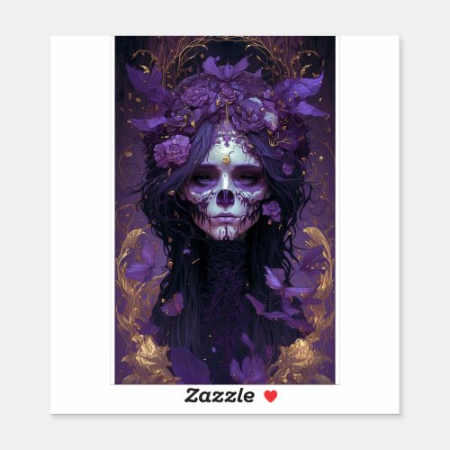Goth Skull Woman Dark Fantasy Art Sticker