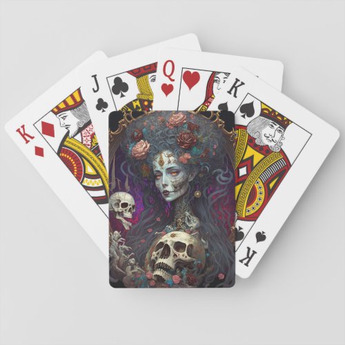 Goth Skull Zombie Woman Gothic Poker Cards