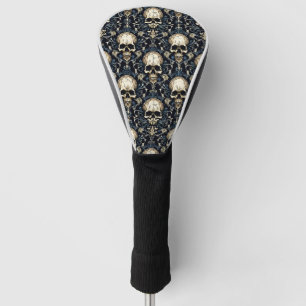 Goth Skulls and Blue Floral Golf Head Cover