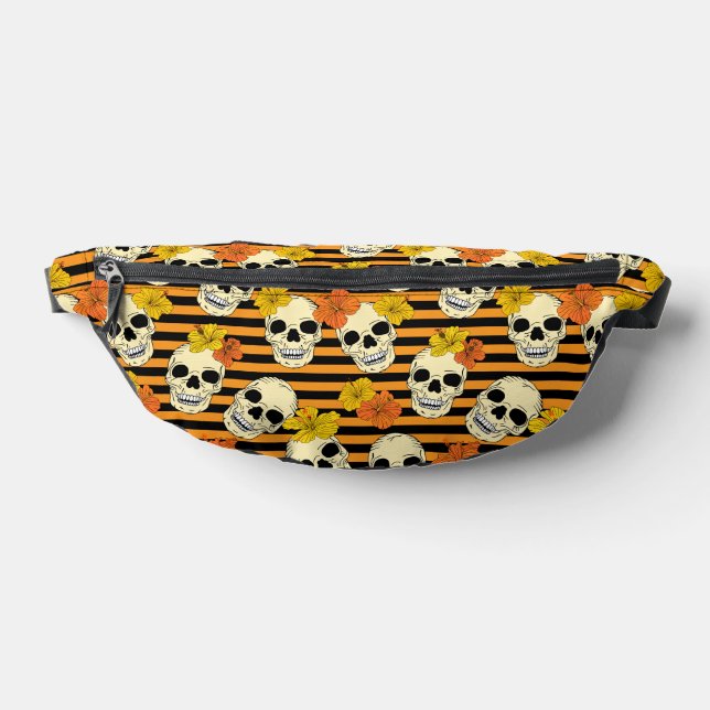 Goth Skulls and Flowers Floral Halloween Fanny Pack (Lay Down)