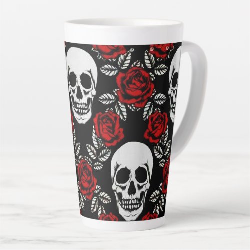 Goth Skulls And Roses Latte Mug