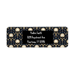 Goth Skulls Blue Floral Label