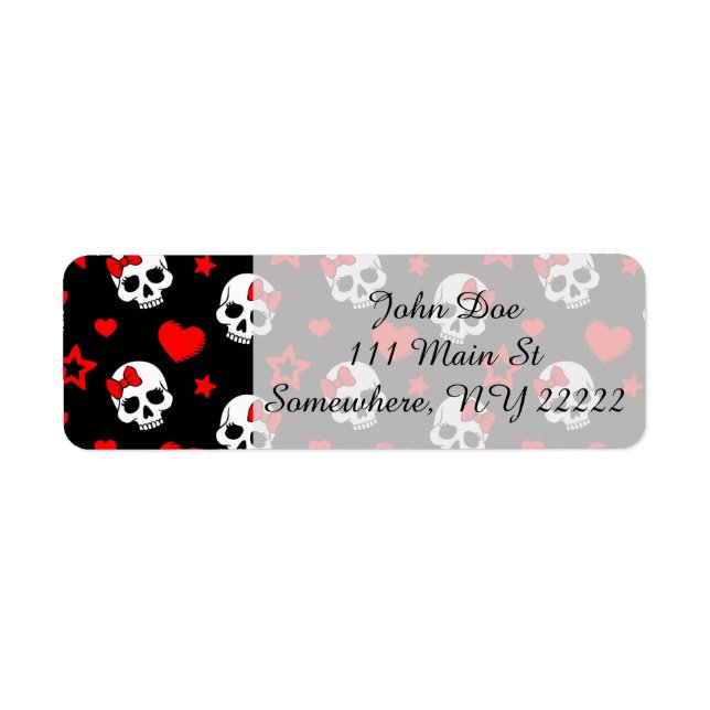 Goth Skulls & Hearts Label (Front)