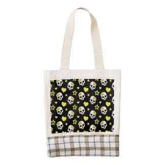 Goth Skulls & Hearts with Yellow Accents Zazzle HEART Tote Bag