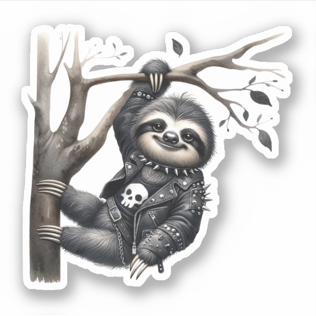 Goth Sloth  Sticker (Front)
