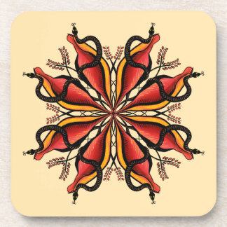 Goth Snakes Flower Tattoo Style Beverage Coaster