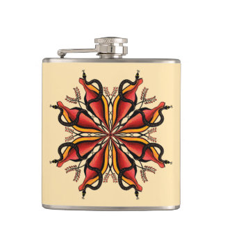 Goth Snakes Flower Tattoo Style Flask