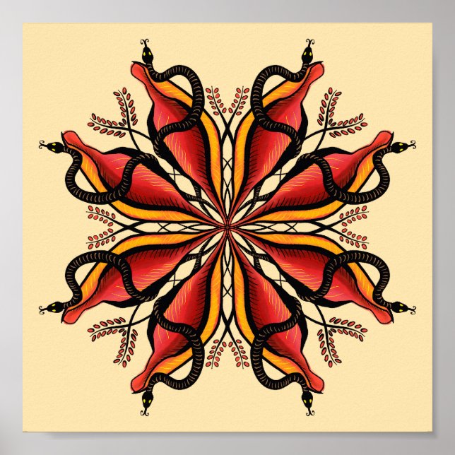 Goth Snakes Flower Tattoo Style Poster (Front)