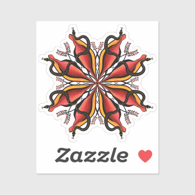 Goth Snakes Flower Tattoo Style Sticker (Sheet)
