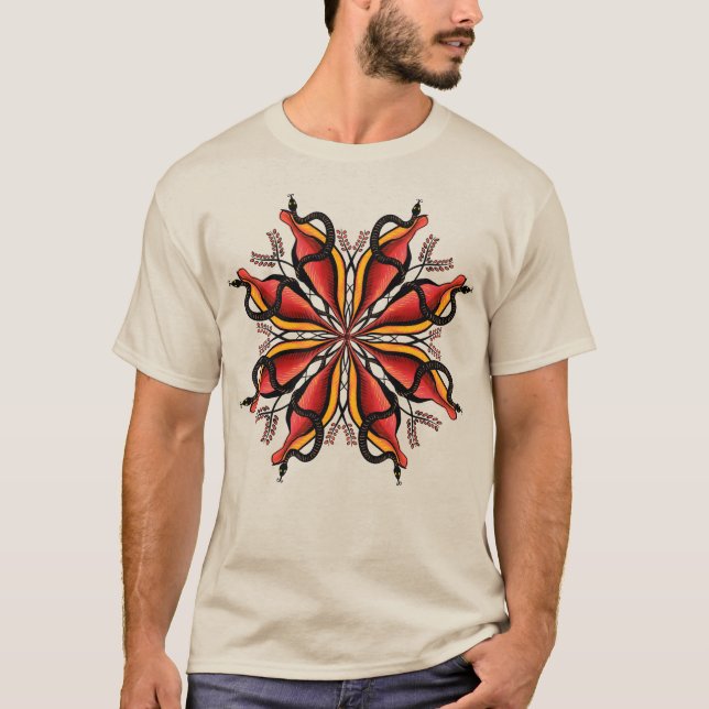 Goth Snakes Flower Tattoo Style T-Shirt (Front)