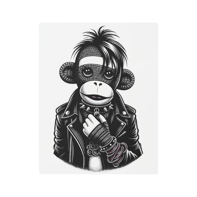 Goth Sock Monkey #01 Metal Print (Front)