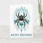 Goth Spider in Web Gothic Birthday Wishes Card
